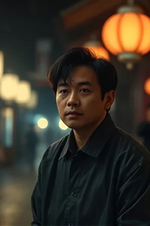 雾蓝色调的夜间港口与灯塔剪影主视觉