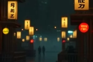 雾夜港口栈桥上两人对峙的画面封面